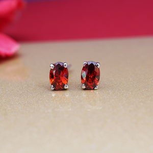 Natural Red <b>Garnet</b> Round Stud <b>Earrings</b> 925 Silver Handmade Gemstone Silver Plated For Women Wholesale Manufacturers Jewelry Gift - Product Image 2