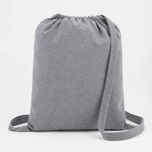Recycled Cotton <b>Drawstring</b> <b>Backpack</b> 225 GSM 34x42 cm Custom Logo Gym School Promotional Bag Wholesale OEM Private Label Exporter - Product Image 5