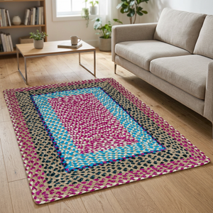 Tapis géométrique bohème en jute fabriqué à la machine, adapté aux animaux domestiques, antidérapant, écologique, pour la décoration du salon - Product Image 6