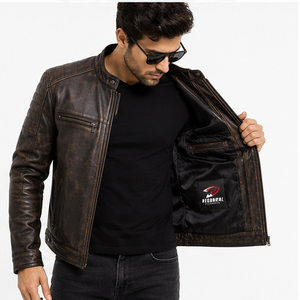 Custom Mens <b>Top</b> Grain Cowhide <b>Leather</b> Hooded Jacket Slim Fit Zipper Design for Casual and Outdoor Wear Private Label Wholesale - Product Image 3
