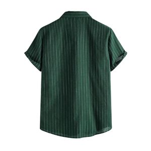 Chemise Hawaïenne Homme à Rayures Vertes Manches Courtes en Rayonne Douce Respirante Légère Col Cubain pour l'Été et les Vacances - Product Image 2