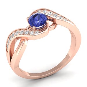 Bague en or rose 14 carats avec pierre précieuse tanzanite, design classique, best-seller REYES, haute qualité, certifiée GRA, bijoux en moissanite pour femmes - Product Image 2