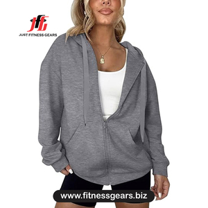 Sudadera con Capucha Extra Grande para Mujer, Color Sólido, Manga Larga, Mezcla de Algodón, Transpirable, para Otoño - Product Image 1