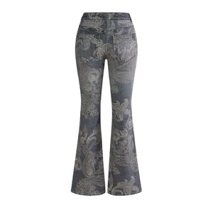 Custom Gothic <b>Dragon</b> Print Wide Leg Pants Women Black High Waist Full Length Loose Fit Digital Printed Floral Pattern Streetwear - Product Image 4