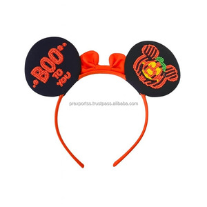 Diadema de Orejas de Calabaza de Halloween Hecha a Mano con Cinta de Tela para Disfraces de Niños, Accesorios para el Cabello, Decoración Festiva, Venta al por Mayor - Product Image 2