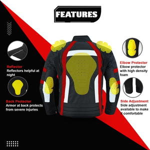 Men's Motorcycle Riding Gear Kit Black Red Leather Jacket <b>Pants</b> <b>Boots</b> Gloves Full Sleeve Windproof Color Blocked All Seasons - Product Image 6