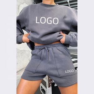 Conjunto de Pantalones Cortos y Sudadera para Mujer, Hecho a Medida, 100% Algodón, Venta al Por Mayor 2026, Conjunto Deportivo de Dos Piezas - Product Image 1