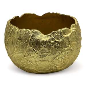 Handmade Gold <b>Metal</b> <b>Bowl</b> With Cracked Texture Modern Decorative Serving <b>Bowl</b> For Table Decoration - Product Image 1