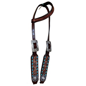 Vente en gros de serre-tête en cuir de cheval de style occidental à une oreille avec point mâle sculpté à la main pour l'équitation - Product Image 1