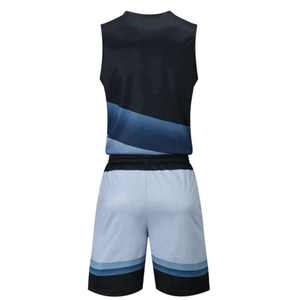 Ensemble d'uniformes de basketball sans manches à col en V, séchage rapide, respirant, polyester/coton, taille élastique, logo personnalisé sur le devant, nom de l'équipe, maillot - Product Image 2