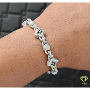 Pulsera de tenis de lujo clásica de oro rosa con eslabones de flor de diamantes cultivados en laboratorio, plata de ley 925, con diamantes VVS helados, aprobada por el probador, estilo Hip Hop - Product Image 5