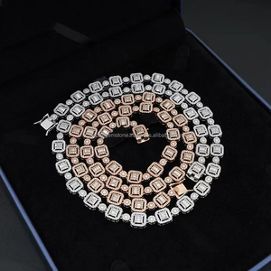 สร้อยคอเงินลายดอกไม้แนวฮิปฮอปโมอิสซาไนต์ตัดขนาด10มม. สำหรับผู้ชายและผู้หญิง - Product Image 1