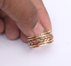 925 Sterling Silver Brass Spinner Ring Celtic Weave Band Handmade Meditation Worry Ring Vintage Boho Unisex Jewelry Christmas - Product Image 3