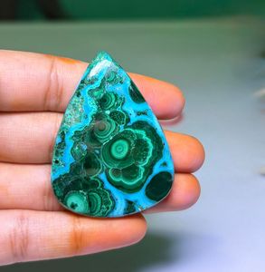 Prix de gros Pierre précieuse naturelle Chrysocolle Malachite de haute qualité, taille ovale, pour la fabrication de bijoux, vert, tailles assorties - Product Image 2