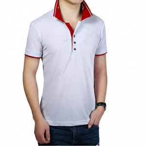Polo de Manga Corta Blanco para Hombre con Corte Regular Azul Marino, Camiseta Informal de Algodón de Punto - Product Image 4