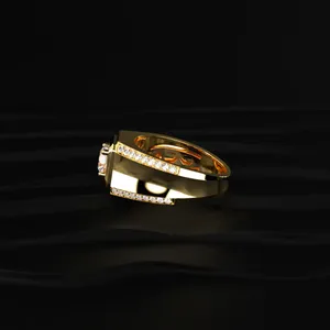 Trending Diamond <b>Rings</b> Round Solitaire <b>Mens</b> <b>Ring</b> With Accent Stone Fine yellow Diamond Jewelry From Indian Supplier - Product Image 4