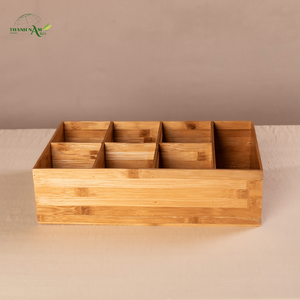 Plateau de rangement en bambou multi-compartiments avec un design pliable moderne, portable et durable pour l'organisation des aliments et de la vaisselle - Product Image 1