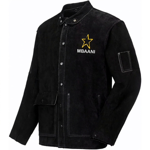 Veste de travail noire à manches longues MBAANI, boutonnée sur le devant, coupe régulière, vêtements de sécurité - Product Image 1