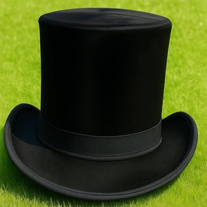 Premium Quality custom Handmade Black Silk <b>Top</b> Hat Victorian Steampunk Cosplay Hat - Product Image 1