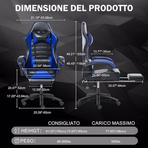 Sedia da Gaming Ergonomica per Adulti in Pelle PU con Poggiapiedi e Supporto Lombare - Product Image 3