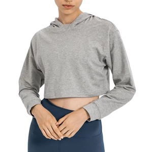 Long Sleeve Pullover Mid <b>Weight</b> Adjustable <b>Stand</b> Collar Women Cropped Half Zipper Hoodie Front Logo - Product Image 1