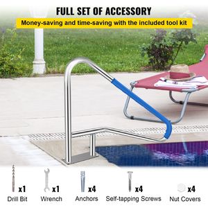 Corrimano per Piscina in Acciaio Inox 304, 54x36, Argento, Capacità di Carico 250 LBS, Antiruggine - Product Image 6
