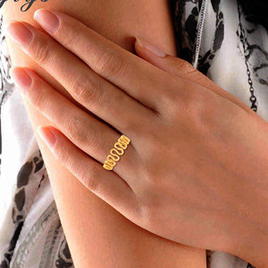 Anillo de Oro Amarillo de 18K con Diseño de Onda Abstracta para Mujer, Joyería Moderna Apilable, Estilo Minimalista para Uso Diario - Product Image 2