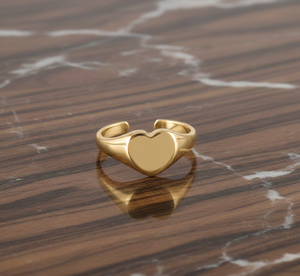 Bague ajustable classique en argent sterling 925 plaqué or avec motif cœur pour femme, sans nickel - Product Image 6