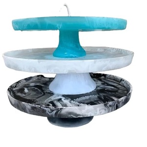 Handmade Eco-Friendly Non-Stick Round Resin Cake Platter with Gold Glitter and Knife Set by the HANDICRAFT HUB - Product Image 3