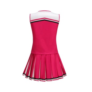 Conjunto de Uniforme de Porristas Rosa con Logotipo Personalizado, Vestido de Porrista para Niñas con Pompones, Lazos y Calcetines, Ropa Deportiva de Equipo al por Mayor - Product Image 2