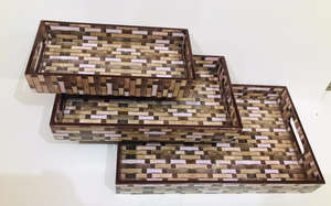 Bandeja de Madera Floral Moderna Hecha a Mano con Técnica de Esmalte y Prácticas Asas para Hoteles - Ocasión Diwali - Product Image 4