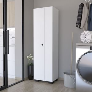 Armadio Porta Scopa Bianco Lucin Garage, Pratica Soluzione di Stoccaggio per il Tuo Garage - Product Image 4