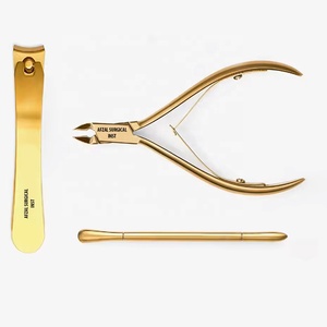 Coupe-ongles et repousse-cuticules dorés pour manucure et pédicure avec ciseaux à cuticules personnalisés STALEKS PRO - Product Image 1