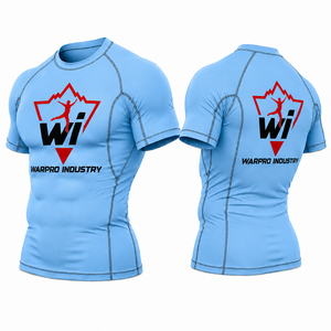Warpro Industry Men's Short Sleeve Rash Guard <b>Compression</b> <b>Shirt</b> Quick Dry Printed Sport Top Blue - Product Image 3