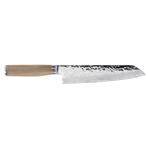 Cuchillo de Chef Kiritsuke Premier Blonde, Hoja de Acero de Damasco Martillada, Cuchillo de Cocina Multiusos con Mango de Madera Pakkawood Blanca - Product Image 1
