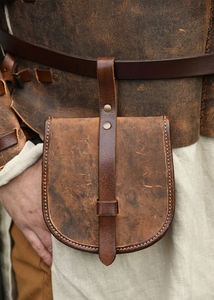 Sac utilitaire médiéval en cuir, sac de costume vintage pour reconstitution historique, sac banane médiéval rustique en cuir vintage - Product Image 5