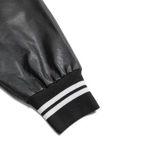 Chaqueta universitaria OEM para hombre, estilo vintage, ropa de invierno, logotipo bordado personalizado, chaqueta de béisbol de cuero para hombre. - Product Image 4