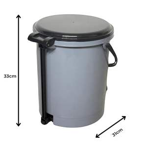 Cubo de Basura Grande de Plástico con Pedal, Contenedor de Residuos Duradero con Tapa para Hogar, Cocina, Oficina, Baño (15 Litros, Gris) - Product Image 2