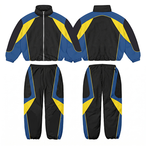 Conjunto Deportivo Personalizado Estilo Vintage Y2K para Hombre, Chaqueta y Pantalones de Nailon con Bloques de Color, 2 Piezas, Ropa Deportiva Urbana - Product Image 4