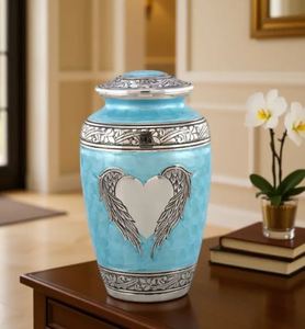 Urna Funeraria para Adultos, Estilo Art Deco, Hecha a Mano en Aluminio, 3.4L, Diseño de Alas, para Venta al Por Mayor - Product Image 2