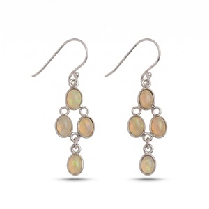 Pendientes colgantes de ópalo etíope natural, plata de ley 925, cabujón ovalado, piedra preciosa, joyería fina hecha a mano, regalo para ella - Product Image 1