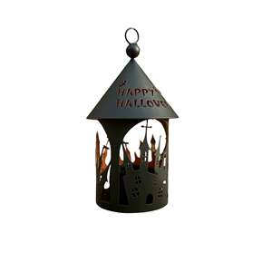 Lanterne d'Halloween en métal noir, découpe motif chauve-souris, hibou, arbre, Boo, pour décoration intérieure, lanternes à bougies vintage pour Halloween - Product Image 6