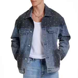 Chaqueta Vaquera para Hombre, Estilo Urbano, con Cristales Brillantes, Material Transpirable, Corte Atlético Moderno, Chaqueta Vaquera con Pedrería - Product Image 1