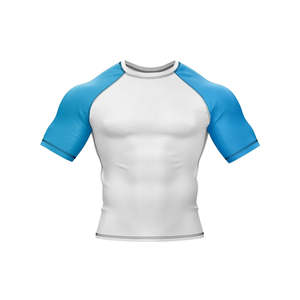 Wholesale Men's Rash Guards Sportswear Custom Logo Digital Print Solid Breathable Lightweight 160g Polyester/Nylon Rash Guards - Product Image 3