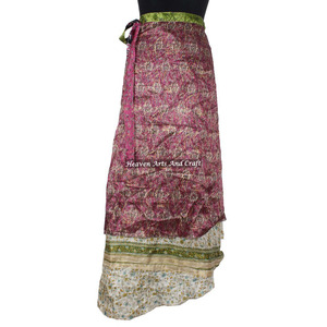 Falda india vintage para mujer, falda envolvente de seda reversible tipo sari / Sarong para niñas / Vestido envolvente multiusos - Product Image 2