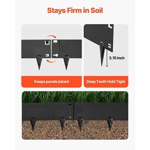 Bordatura per Giardino in Acciaio Zincato, Confezione da 6, 40 x 8,15 Pollici, Resistente e Facile da Installare, Guanti da Giardinaggio e Attrezzatura Protettiva - Product Image 3