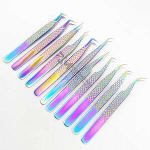 Pince à épiler multi-couleurs haute qualité RMI pour extensions de cils, lot de 11 pinces - Product Image 2