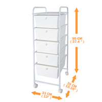 Chariot de rangement multifonctionnel moderne à 5 tiroirs pour la maison, le bureau, l'école d'art, l'organisation et le salon – Fabrication taïwanaise