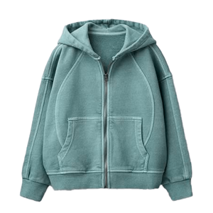 Oversized Hooded Zip-Up Sweatshirt Unisex Solid Cotton French Terry Casual Autumn Regular Sleeve Breathable - Product Image 3