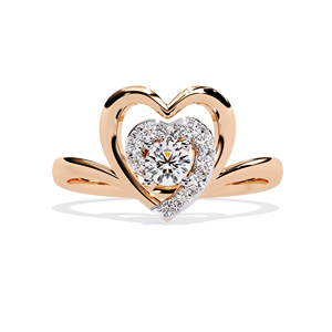 Anillo minimalista de oro macizo de 10k, 14k, 18k con diamante de corte redondo para mujer, ideal para regalo, compromiso, aniversario, boda - Product Image 2